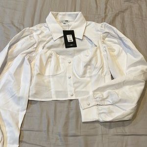 Fashion Nova white dress blouse with cut out.NEVER WORN $25 or best offer
